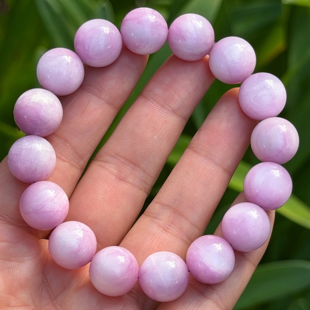 13mm‎ stretchable purple flashy kunzite bracelet 0455